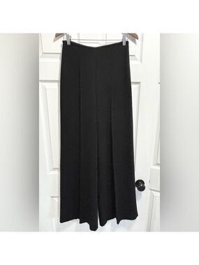 MNG Mango Black Wide Leg Trousers Pants Side Zip Drapey Flowy Size 6